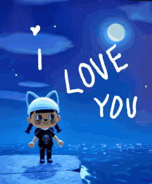 a video game character says i love you in front of the moon