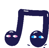 a cartoon illustration of a music note with eyes