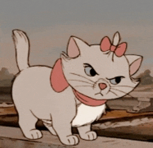 a cartoon cat with a bow on its head