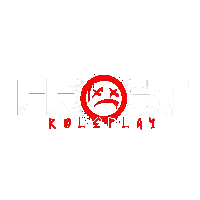 a logo for frost roleplay has a dead face in a circle