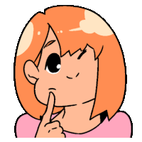 a cartoon drawing of a girl with her finger to her mouth