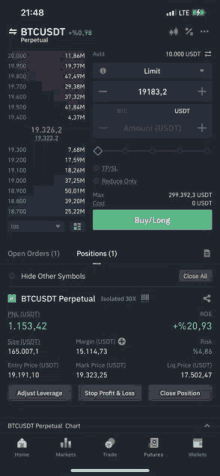 a screenshot of a btc usdt perpetual chart on a phone