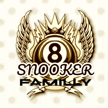 a logo for the snooker family with a pool ball in the center