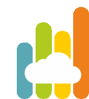 a colorful graphic with a cloud in the middle