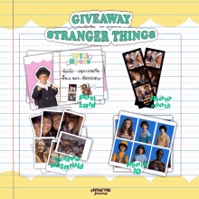 a flyer for a giveaway of stranger things items