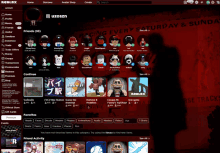 a screenshot of a roblox website with a red background and a few icons