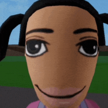 a close up of a cartoon character 's face with a big smile on it