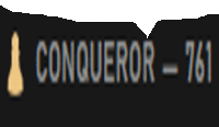 the word conqueror is on a black background with a white border