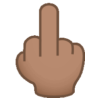 a brown hand with a middle finger pointing up