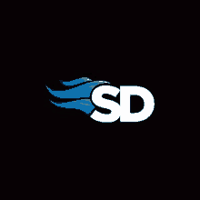 the letter sd is flying in the air with a blue wing .