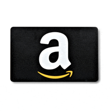 a black amazon gift card with a white letter a on it