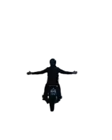 a man is riding a motorcycle with his arms outstretched in the air .