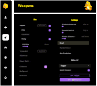 a screenshot of a weapons settings page with a yellow duck on it .