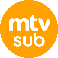 an orange circle with the words mtv sub in white