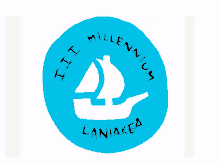 a blue circle with a sailboat and the words millennium lanakea on it