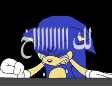 a cartoon of sonic the hedgehog crying with arabic writing