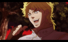 dio from jojo 's bizarre adventure is smiling and saying it was with me dio