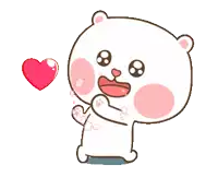 a cartoon bear with a pink heart behind it