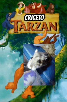 a poster for the movie tarzan with a picture of a mouse