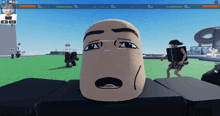 a screenshot of a video game shows a cartoon character with a surprised expression on his face