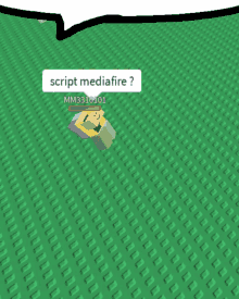 a green background with a speech bubble that reads script mediafire