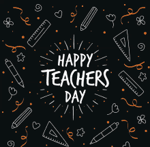 a black background with the words happy teachers day in the center