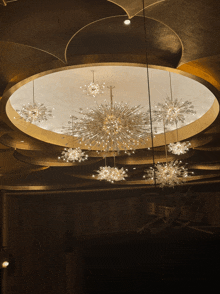 a circular chandelier with a lot of lights on it