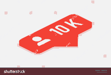 a red icon with the number 10k on it