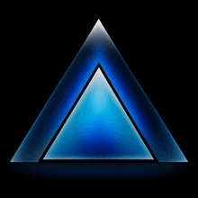 a blue triangle with a black border on a dark background