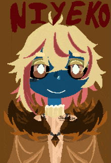 a pixel art drawing of a girl with the name niyeko on the bottom