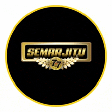 a black and gold logo for semar jitu with a yellow border