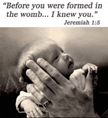 a picture of a baby with a quote from jeremiah 1