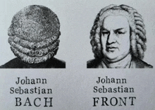 a black and white drawing of a man with a wig and the name johann sebastian bach on the bottom