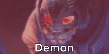 a picture of a demon with red eyes and the word demon under it