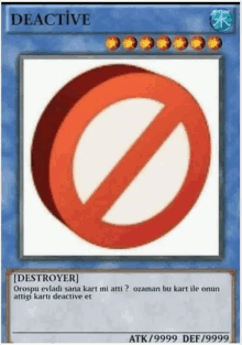 a card with a red circle with a slash through it that says deactive