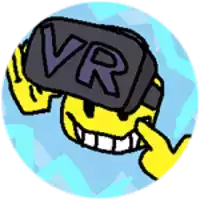 a yellow smiley face is wearing a virtual reality headset