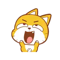 a cartoon cat is laughing with its mouth wide open