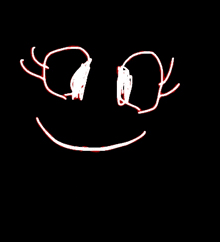 a drawing of a face with a smile and a black background