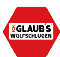 a stop sign that says ich glaubs wolfschlugen