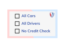 a checklist with all cars all drivers and no credit check