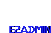 a blue logo that says e2admin on a white background