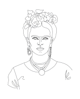 a continuous line drawing of a woman with a flower in her hair .