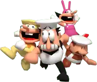 a group of cartoon characters including a chef and a bunny