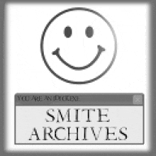 a computer screen with a smiley face and the words " smite archives "