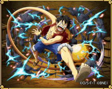 a cartoon of luffy from one piece is surrounded by a circle of lightning