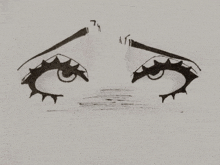 a black and white drawing of a woman 's eyes with a broken eye