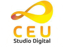 a yellow logo for studio digital with an infinity symbol