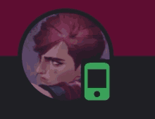 a picture of a man with red hair and a green cell phone