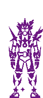 a purple silhouette of a person with a belt that says ' eoe ' on it