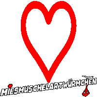 a red heart is surrounded by the words miesmuschelartwurmen